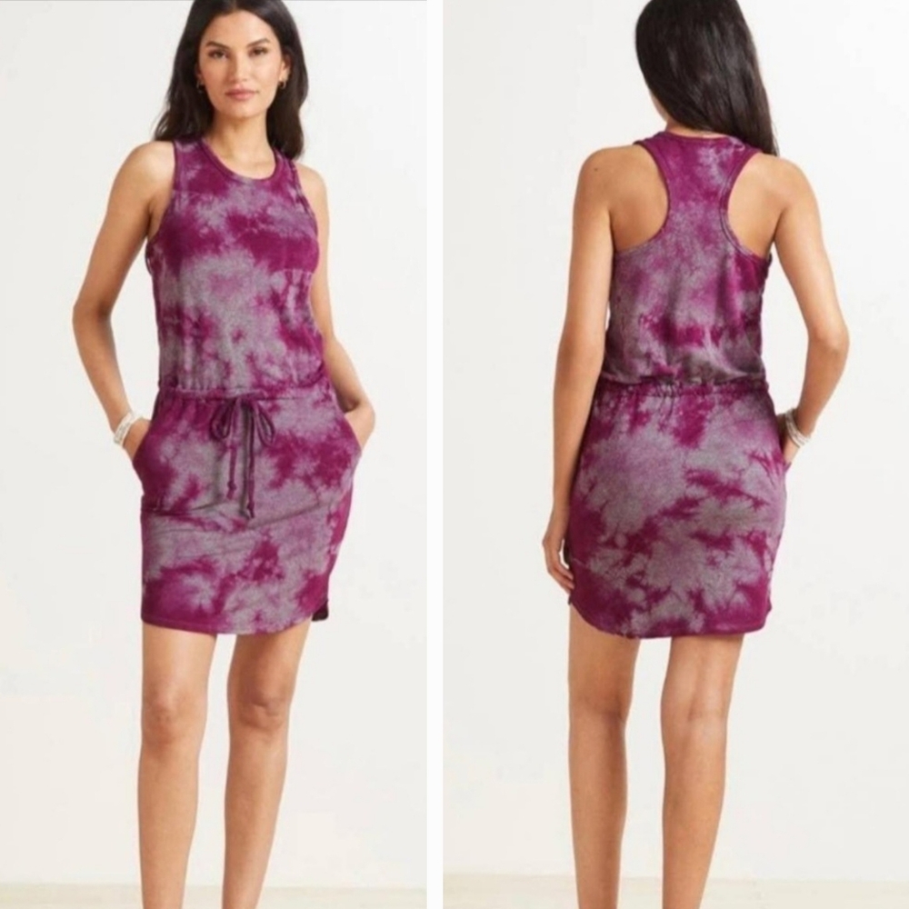 NWT Sundry For Evereve Size 4 (XL) Purple Dress W/ Drawstring Waist & Po…